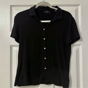 Tahari Black Short Sleeve Button Down Shirt